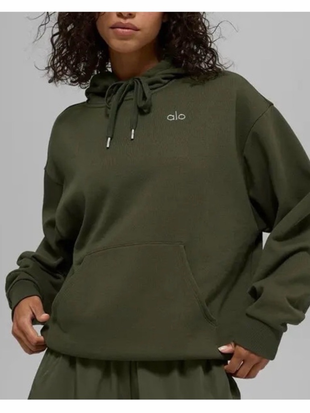 ALO Yoga Olive Green Pullover Hoodie